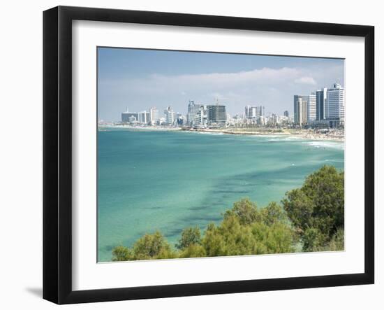 Beach, Skyline and Mediterranean Sea Viewed from Old Jaffa, Tel Aviv, Israel, Middle East-Merrill Images-Framed Photographic Print