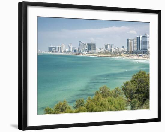 Beach, Skyline and Mediterranean Sea Viewed from Old Jaffa, Tel Aviv, Israel, Middle East-Merrill Images-Framed Photographic Print