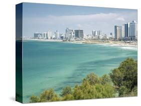 Beach, Skyline and Mediterranean Sea Viewed from Old Jaffa, Tel Aviv, Israel, Middle East-Merrill Images-Stretched Canvas