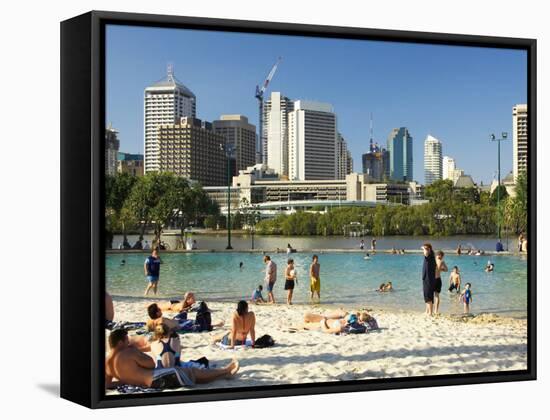 Beach, South Bank Parklands, Brisbane, Queensland, Australia-David Wall-Framed Stretched Canvas