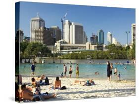 Beach, South Bank Parklands, Brisbane, Queensland, Australia-David Wall-Stretched Canvas