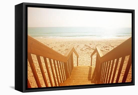 Beach Stairs-Susan Bryant-Framed Stretched Canvas