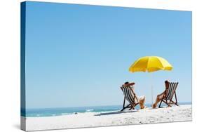 Beach Summer Umbrella-warrengoldswain-Stretched Canvas