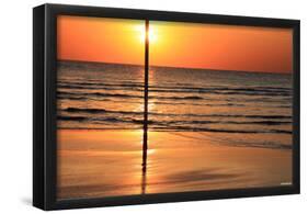 Beach (Sunset Behind Pole) Art Poster Print-null-Framed Poster