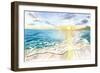 Beach Sunset with Martinique View and Caribbean Waves-M. Bleichner-Framed Art Print