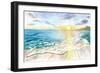 Beach Sunset with Martinique View and Caribbean Waves-M. Bleichner-Framed Art Print