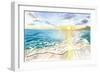 Beach Sunset with Martinique View and Caribbean Waves-M. Bleichner-Framed Art Print