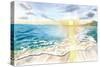 Beach Sunset with Martinique View and Caribbean Waves-M. Bleichner-Stretched Canvas