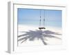 Beach Swing And Shadow of Palm Tree on Sand-null-Framed Photographic Print