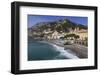Beach, Town and Hills of Amalfi in Sunshine with Breaking Waves, Costiera Amalfitana (Amalfi Coast)-Eleanor Scriven-Framed Photographic Print