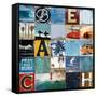 Beach Town-Charlie Carter-Framed Stretched Canvas