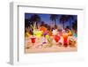 Beach Tropical Cocktails on White Sand Mojito Blue Hawaii on Sunset Palm Trees-holbox-Framed Photographic Print