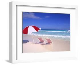 Beach Umbrella and Chairs, Caribbean-Bill Bachmann-Framed Photographic Print