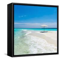 Beach Umbrella in the Maldives-John Harper-Framed Stretched Canvas