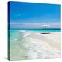 Beach Umbrella in the Maldives-John Harper-Stretched Canvas