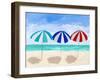 Beach Umbrella Trio-Julie DeRice-Framed Art Print