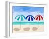 Beach Umbrella Trio-Julie DeRice-Framed Art Print