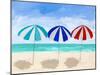 Beach Umbrella Trio-Julie DeRice-Mounted Art Print