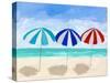 Beach Umbrella Trio-Julie DeRice-Stretched Canvas