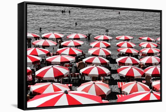 Beach Umbrellas Amalfi Coast Italy-null-Framed Stretched Canvas