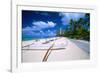 Beach Umbrellas and Outrigger Canoe-George Oze-Framed Photographic Print