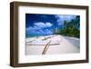 Beach Umbrellas and Outrigger Canoe-George Oze-Framed Photographic Print