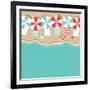 Beach Umbrellas Flat Design Background. EPS 10 Vector Royalty Free Stock Illustration for Greeting-Michele Paccione-Framed Art Print