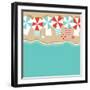 Beach Umbrellas Flat Design Background. EPS 10 Vector Royalty Free Stock Illustration for Greeting-Michele Paccione-Framed Art Print