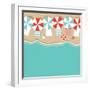 Beach Umbrellas Flat Design Background. EPS 10 Vector Royalty Free Stock Illustration for Greeting-Michele Paccione-Framed Art Print