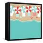 Beach Umbrellas Flat Design Background. EPS 10 Vector Royalty Free Stock Illustration for Greeting-Michele Paccione-Framed Stretched Canvas