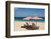 Beach umbrellas on Grace Bay Beach, Providenciales, Turks and Caicos Islands, Caribbean.-Michael DeFreitas-Framed Photographic Print