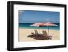 Beach umbrellas on Grace Bay Beach, Providenciales, Turks and Caicos Islands, Caribbean.-Michael DeFreitas-Framed Photographic Print