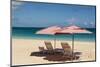 Beach umbrellas on Grace Bay Beach, Providenciales, Turks and Caicos Islands, Caribbean.-Michael DeFreitas-Mounted Photographic Print