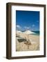 Beach umbrellas on Grace Bay Beach, Providenciales, Turks and Caicos Islands, Caribbean.-Michael DeFreitas-Framed Photographic Print