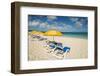 Beach umbrellas on Grace Bay Beach, Providenciales, Turks and Caicos Islands, Caribbean.-Michael DeFreitas-Framed Photographic Print