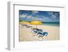 Beach umbrellas on Grace Bay Beach, Providenciales, Turks and Caicos Islands, Caribbean.-Michael DeFreitas-Framed Photographic Print