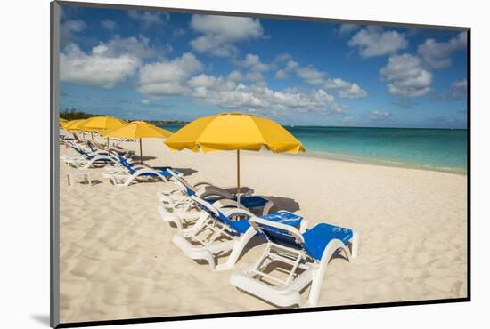 Beach umbrellas on Grace Bay Beach, Providenciales, Turks and Caicos Islands, Caribbean.-Michael DeFreitas-Mounted Photographic Print