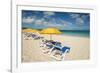 Beach umbrellas on Grace Bay Beach, Providenciales, Turks and Caicos Islands, Caribbean.-Michael DeFreitas-Framed Photographic Print