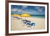 Beach umbrellas on Grace Bay Beach, Providenciales, Turks and Caicos Islands, Caribbean.-Michael DeFreitas-Framed Photographic Print