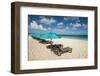 Beach umbrellas on Grace Bay Beach, Providenciales, Turks and Caicos Islands, Caribbean.-Michael DeFreitas-Framed Photographic Print