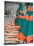 Beach Umbrellas, Spiaggia Grande, Positano, Amalfi Coast, Campania, Italy-Walter Bibikow-Stretched Canvas