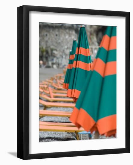 Beach Umbrellas, Spiaggia Grande, Positano, Amalfi Coast, Campania, Italy-Walter Bibikow-Framed Photographic Print