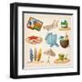 Beach Vacation Icon Set. Illustration-Stanislav Khomutovsky-Framed Art Print