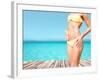 Beach, Vacation, Summer Holidays and Body Concept - Closeup of Female Body in Bikini at Beach-dolgachov-Framed Photographic Print