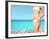 Beach, Vacation, Summer Holidays and Body Concept - Closeup of Female Body in Bikini at Beach-dolgachov-Framed Photographic Print