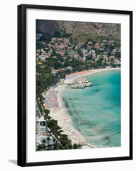 Beach View from Monte Pellegrino, Mondello, Sicily, Italy-Walter Bibikow-Framed Photographic Print