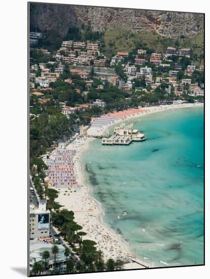 Beach View from Monte Pellegrino, Mondello, Sicily, Italy-Walter Bibikow-Mounted Photographic Print