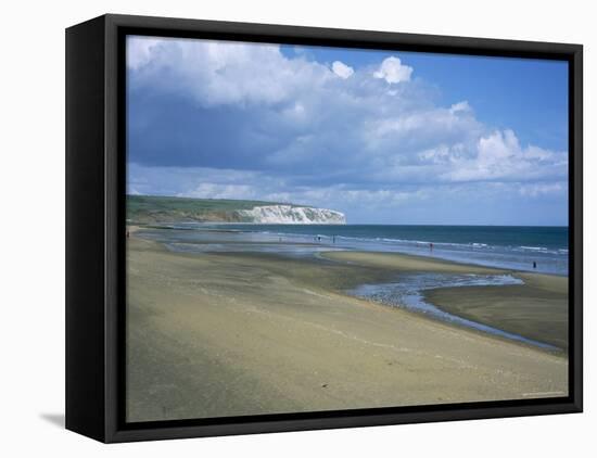 Beach View to Culver Cliff, Sandown, Isle of Wight, England, United Kingdom-David Hunter-Framed Stretched Canvas
