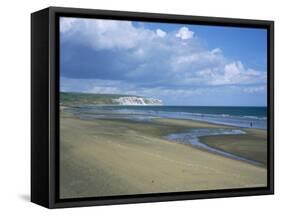 Beach View to Culver Cliff, Sandown, Isle of Wight, England, United Kingdom-David Hunter-Framed Stretched Canvas