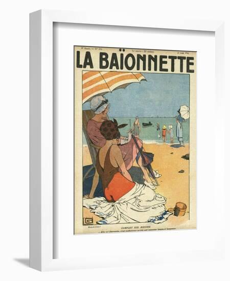 Beach Watchers-Georges Leonnec-Framed Art Print